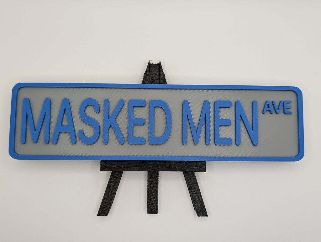 Masked Men Street Sign Shelf Decor