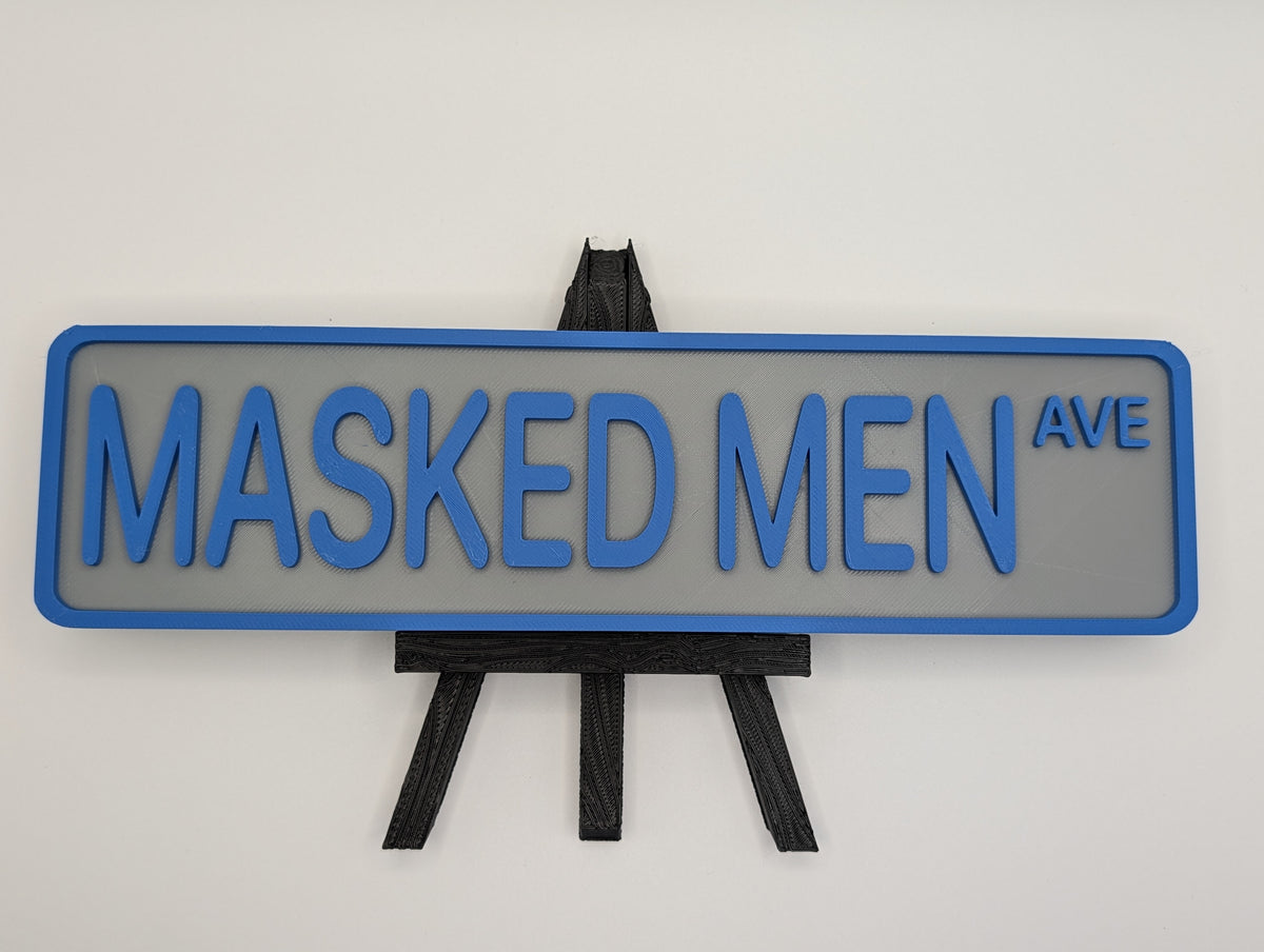Masked Men Street Sign Shelf Decor