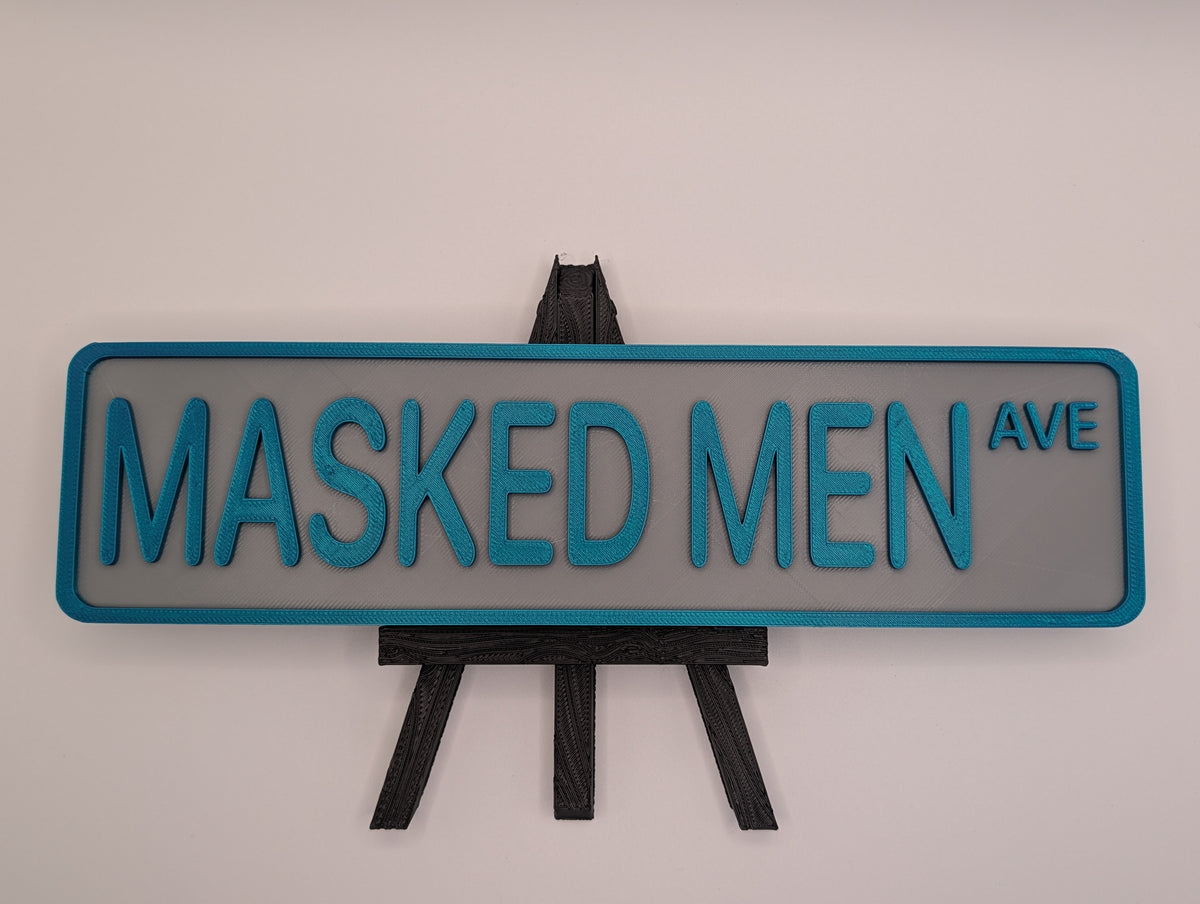 Masked Men Street Sign Shelf Decor